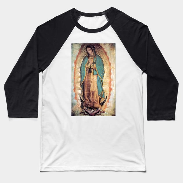 Original Picture of Our Lady of Guadalupe Baseball T-Shirt by Beltschazar